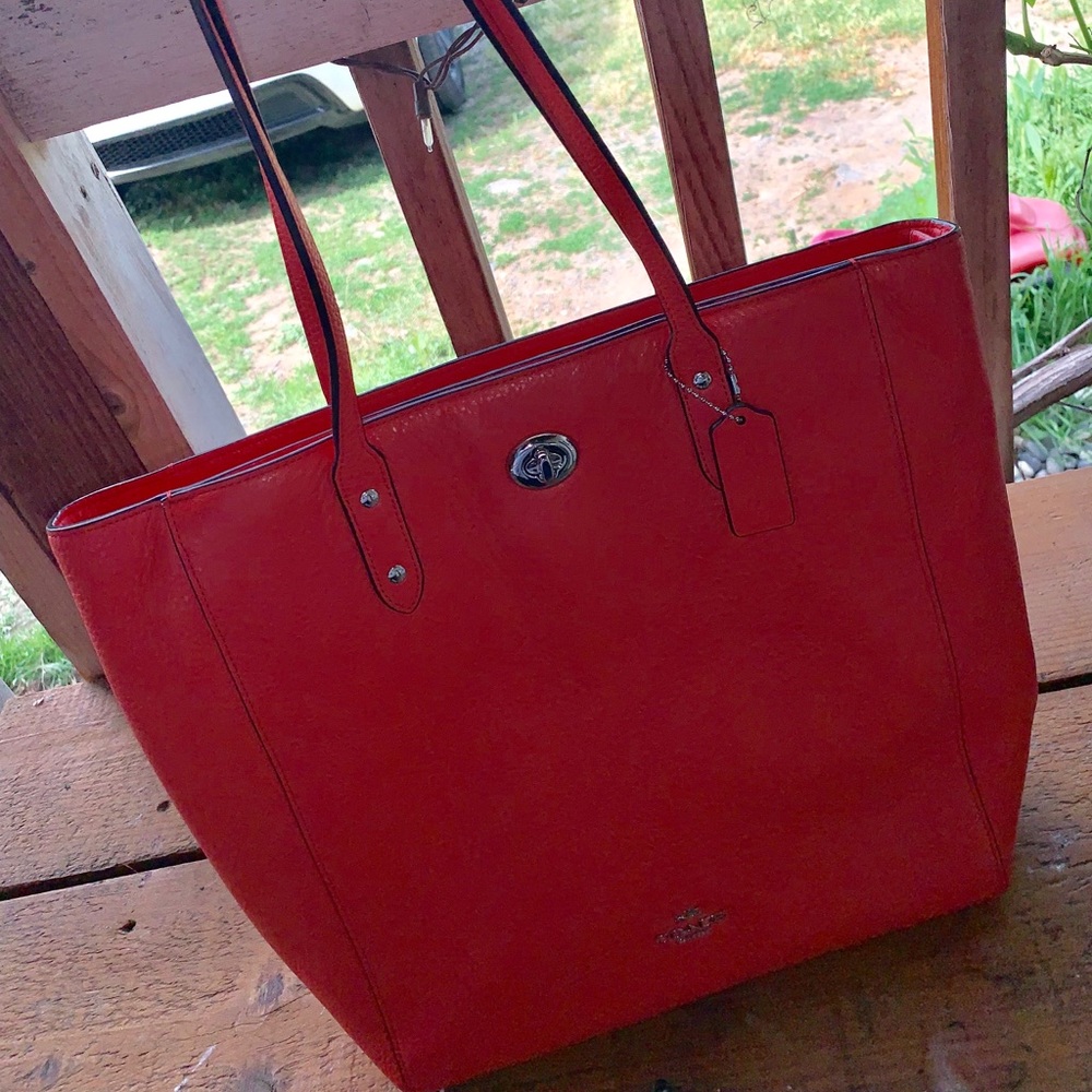 Authentic Orange Coach Tote